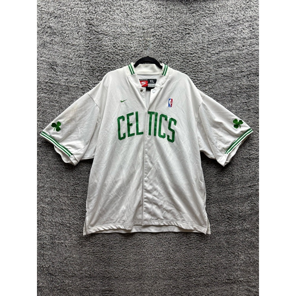 Vintage 90's Nike NBA Boston Celtics Full Snap Warm Up Jersey White Mens Size XL